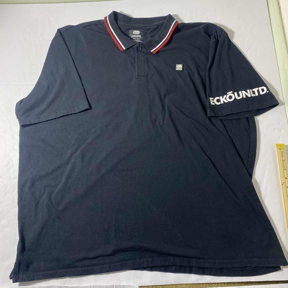 ECKO UNLTD Polo Shirt 4XL Navy Streetwear Vintage Oversized Logo Tee